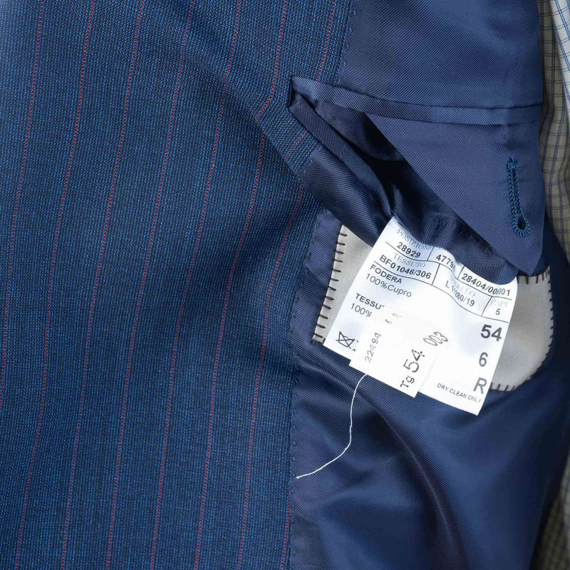 Canali - Impeccabile Suit - Red Pinstripes on Blue Wool - Suit | Outlet & Sale