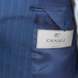 Canali - Impeccabile Suit - Red Pinstripes on Blue Wool - Suit | Outlet & Sale