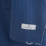 Canali - Impeccabile Suit - Red Pinstripes on Blue Wool - Suit | Outlet & Sale