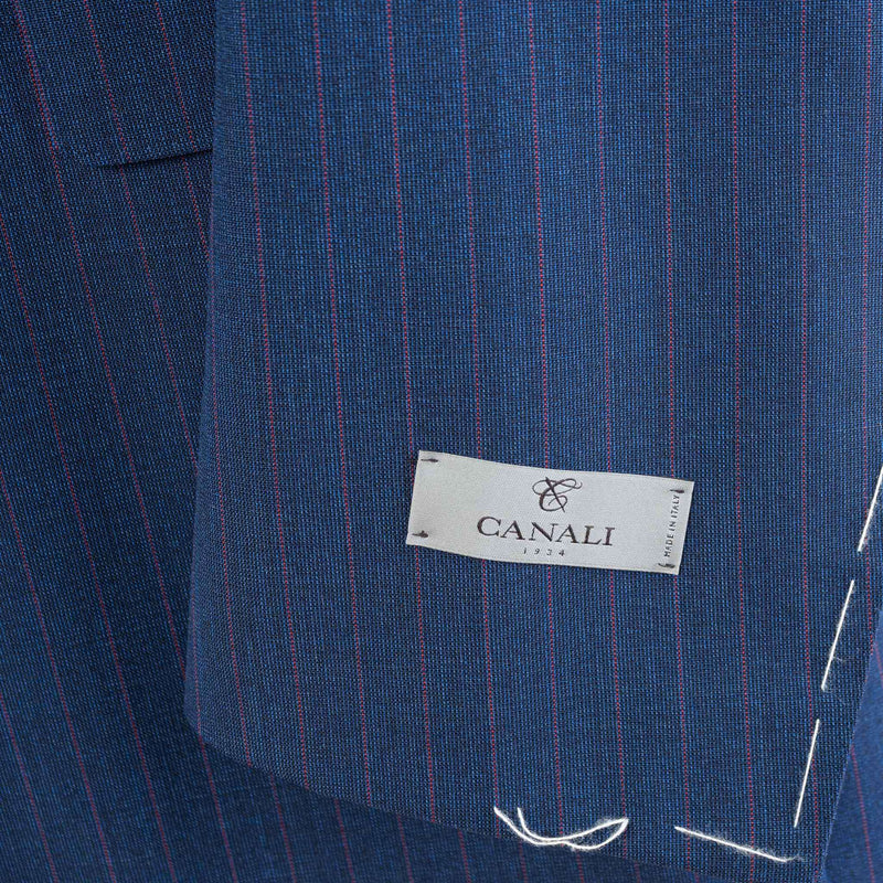 Canali - Impeccabile Suit - Red Pinstripes on Blue Wool - Suit | Outlet & Sale