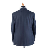 Canali - Light Blue Pinstripes on Dark Blue Wool - Suit | Outlet & Sale