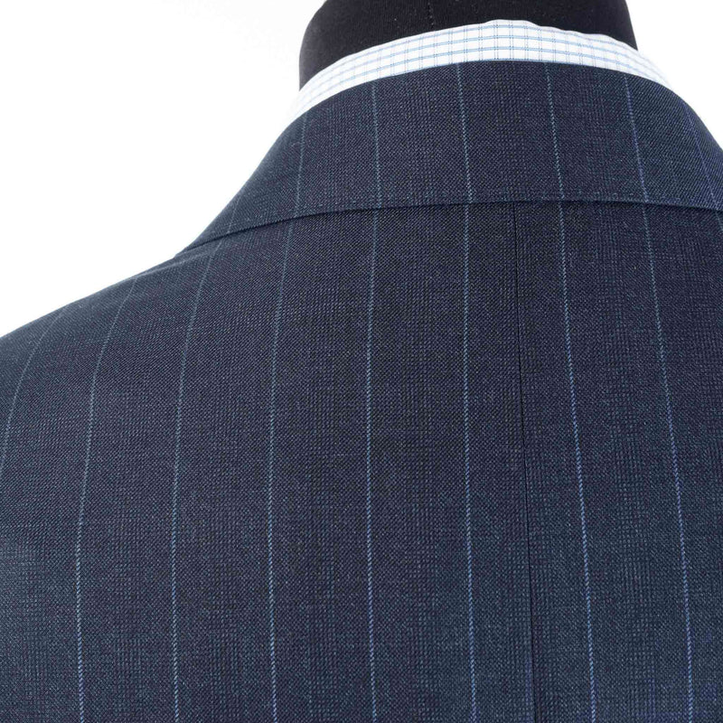 Canali - Light Blue Pinstripes on Dark Blue Wool - Suit | Outlet & Sale
