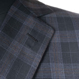 Castangia - 130 Wool Sport Coat Blue with Brown Plump Plaid - Sport Coat | Outlet & Sale