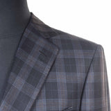 Castangia - 130 Wool Sport Coat Blue with Brown Plump Plaid - Sport Coat | Outlet & Sale