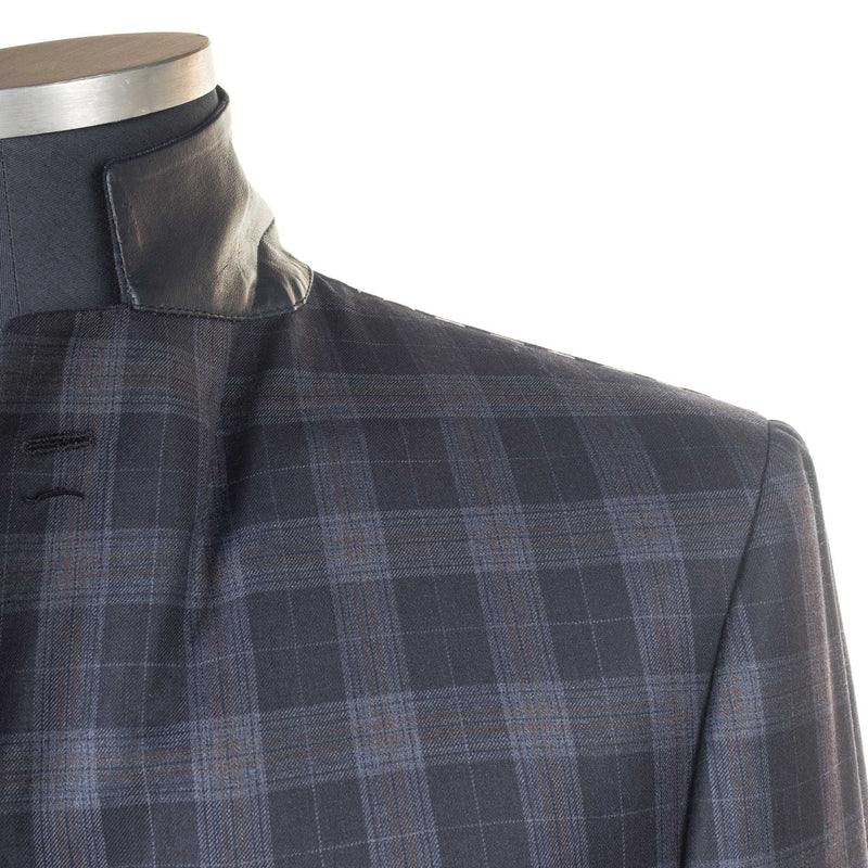 Castangia - 130 Wool Sport Coat Blue with Brown Plump Plaid - Sport Coat | Outlet & Sale