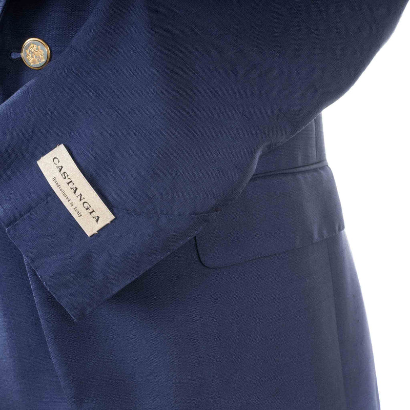 Castangia - Raw Silk Blue Blazer - Sport Coat | Outlet & Sale