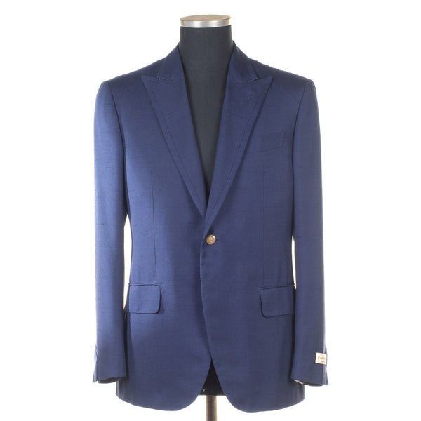 Castangia - Raw Silk Blue Blazer - Sport Coat | Outlet & Sale