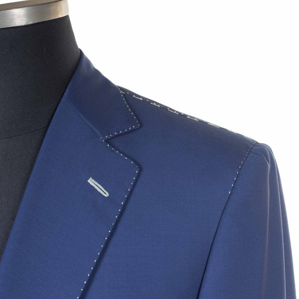 Castangia - Wool & Mohair Sport Coat in Blue with White Pick Stitching - Sport Coat | Outlet & Sale