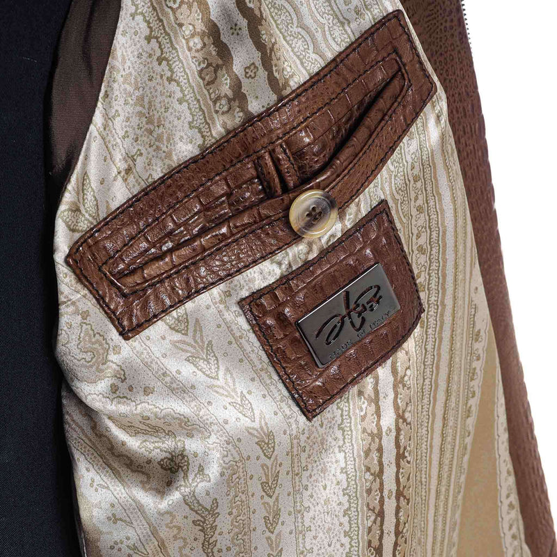 Hettabretz - Alligator Embossed Leather Blouson - Jacket | Outlet & Sale