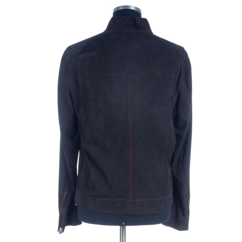 Hettabretz - Black Suede Jacket with Red Contrast - Jacket | Outlet & Sale