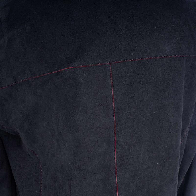 Hettabretz - Black Suede Jacket with Red Contrast - Jacket | Outlet & Sale