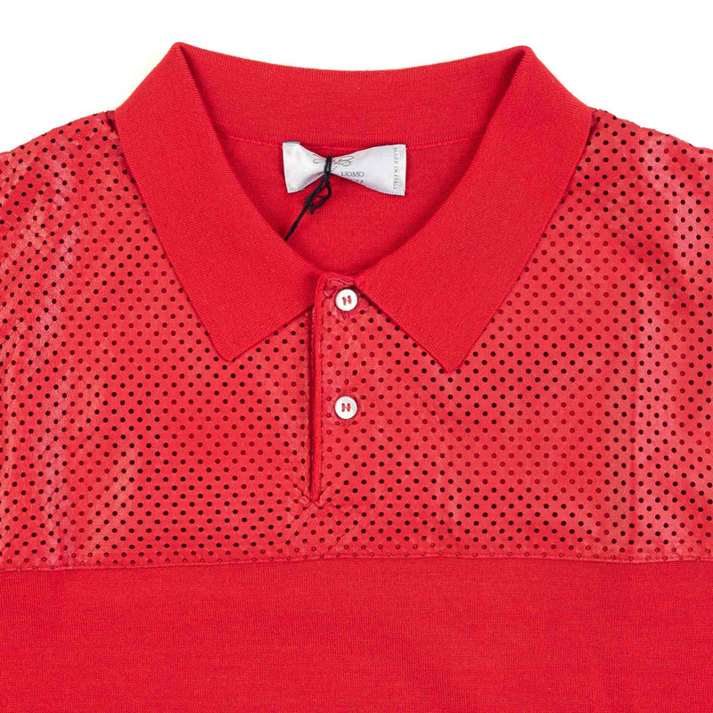 Hettabretz - Cashmere & Silk Sweater Perforrated Kanagroo Leather Buttons Red - Sweater | Outlet & Sale