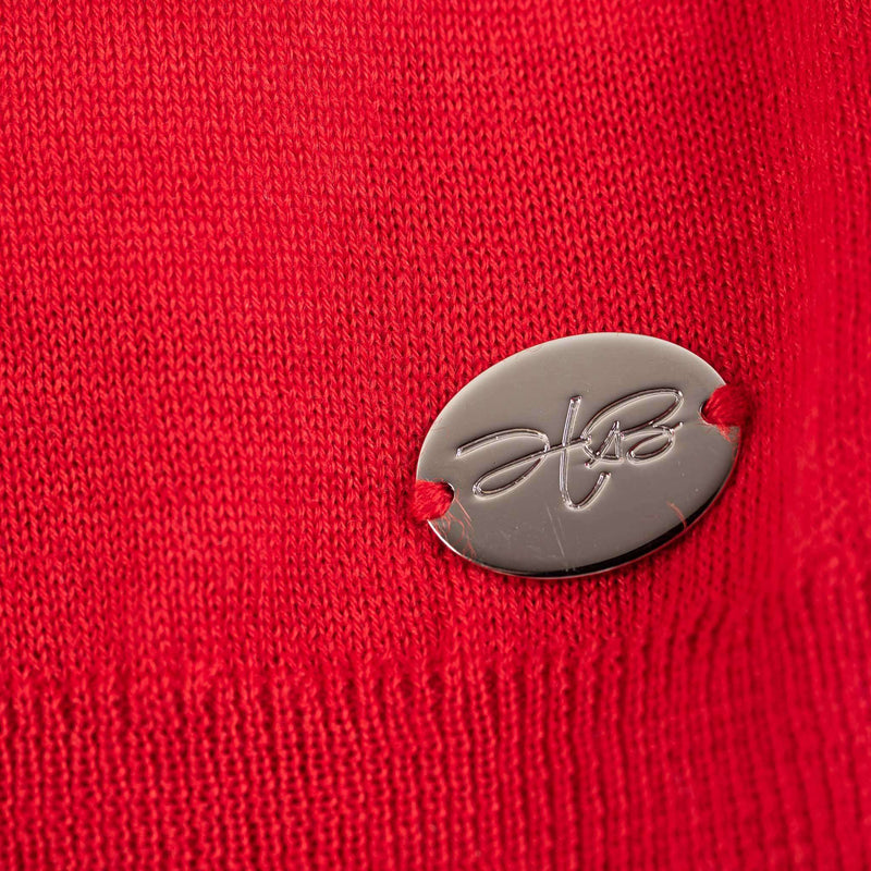 Hettabretz - Cashmere & Silk Sweater Perforrated Kanagroo Leather Buttons Red - Sweater | Outlet & Sale