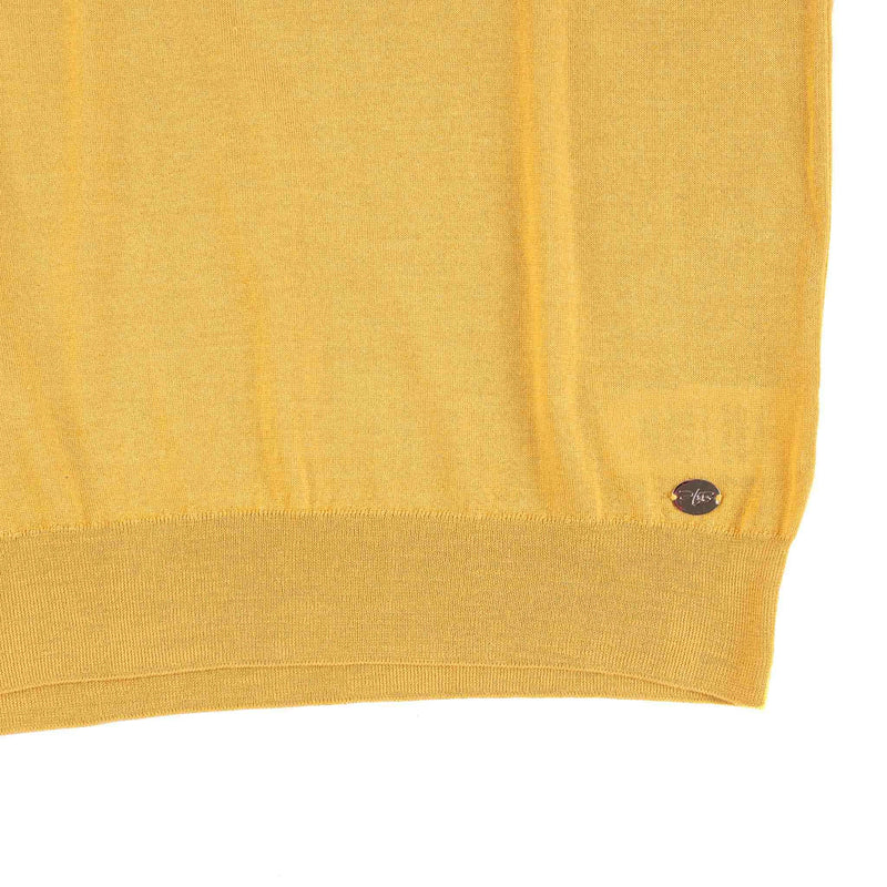 Hettabretz - Cashmere & Silk Sweater Perforrated Kanagroo Leather Buttons Yellow - Sweater | Outlet & Sale