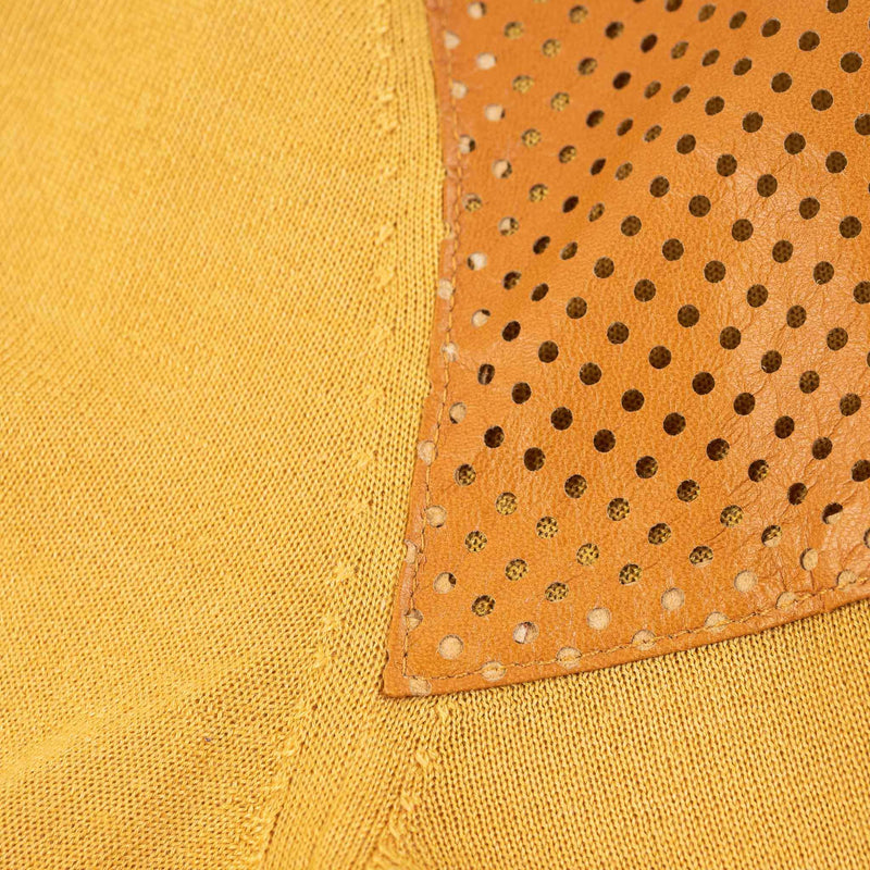 Hettabretz - Cashmere & Silk Sweater Perforrated Kanagroo Leather Buttons Yellow - Sweater | Outlet & Sale
