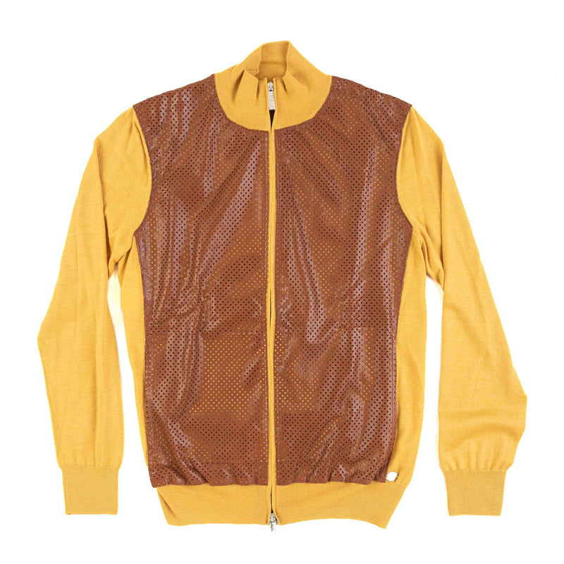 Hettabretz - Cashmere & Silk Sweater with Perforated Kangaroo Leather Zipp - Sweater | Outlet & Sale