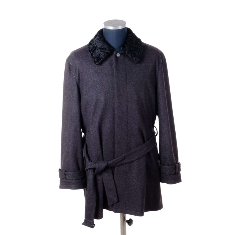Hettabretz - Cashmere Long Coat with Removable Persian Collar - Jacket | Outlet & Sale