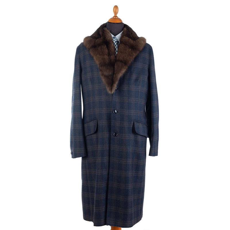 Hettabretz - Cashmere Long Coat with Sable Collar and Shaved Mink/Silk lining - Jacket | Outlet & Sale