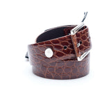 Hettabretz - Classic Brown Alligator Leather Belt Artistic Buckle - Belt | Outlet & Sale