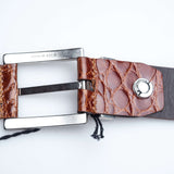 Hettabretz - Classic Brown Alligator Leather Belt Artistic Buckle - Belt | Outlet & Sale