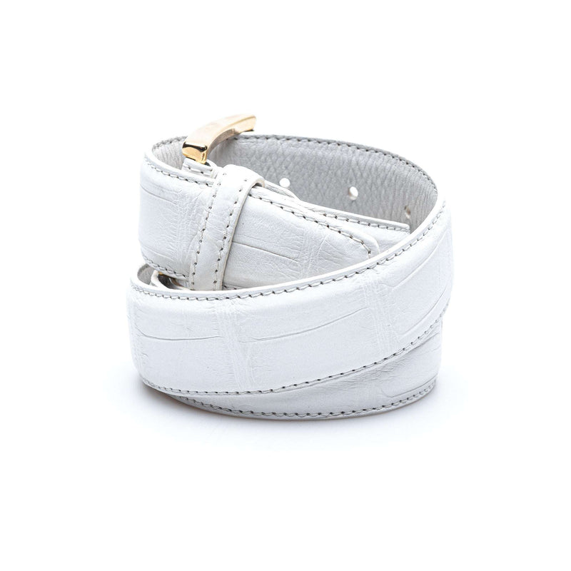 Hettabretz - Classic White Alligator Belt with Alligator Buckle - Belt | Outlet & Sale