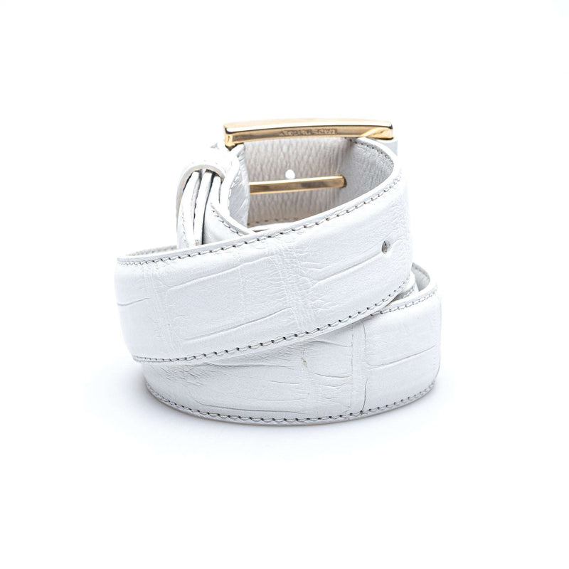 Hettabretz - Classic White Alligator Belt with Alligator Buckle - Belt | Outlet & Sale