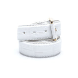 Hettabretz - Classic White Alligator Belt with Alligator Buckle - Belt | Outlet & Sale