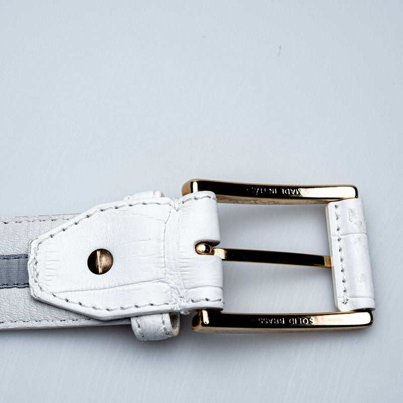 Hettabretz - Classic White Alligator Belt with Alligator Buckle - Belt | Outlet & Sale