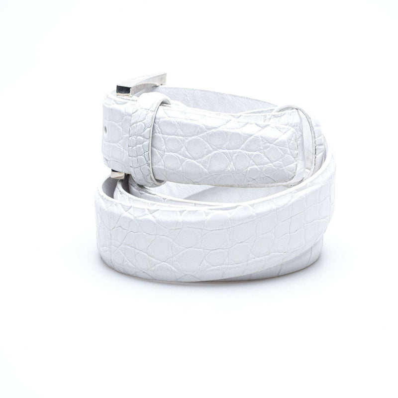 Hettabretz - Classic White Mate Alligator Belt - Belt | Outlet & Sale