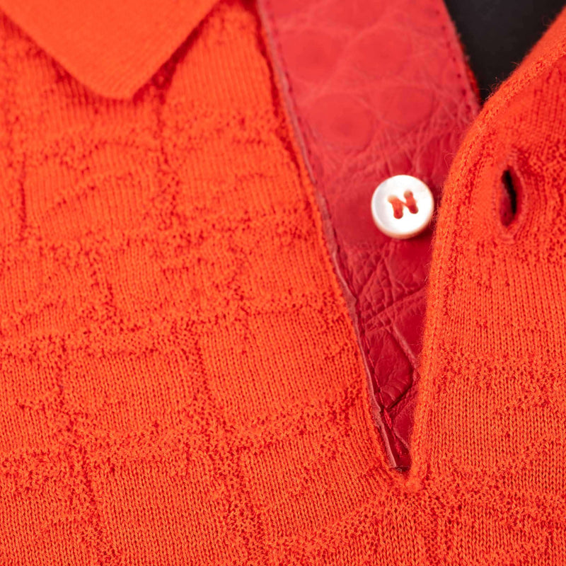 Hettabretz - Crocodile Insert Two Button Cashmere & Silk Polo Red - T-Shirt | Outlet & Sale