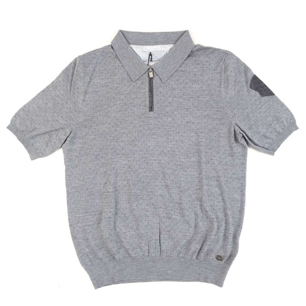Hettabretz - Crocodile Insert Zipp Pull Cashmere & Silk Polo Grey - T-Shirt | Outlet & Sale