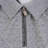 Hettabretz - Crocodile Insert Zipp Pull Cashmere & Silk Polo Grey - T-Shirt | Outlet & Sale