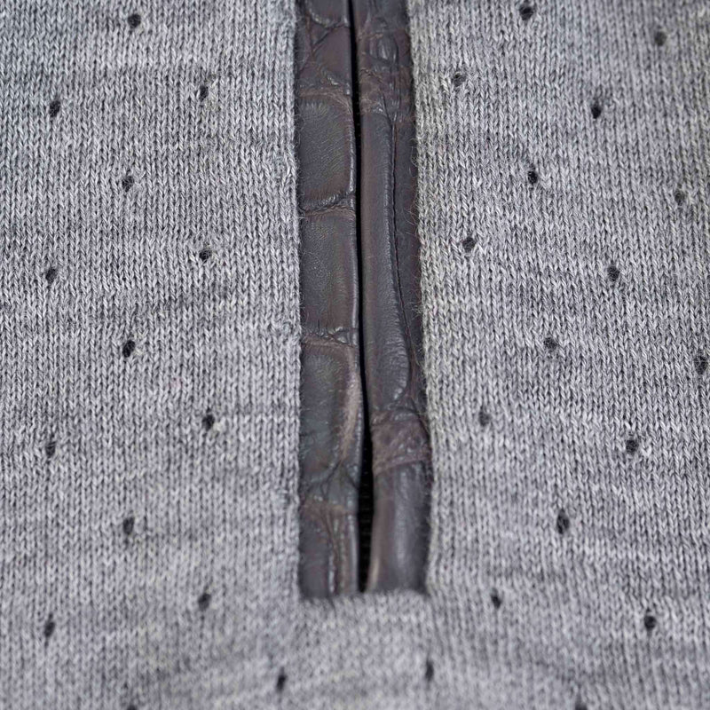 Hettabretz - Crocodile Insert Zipp Pull Cashmere & Silk Polo Grey - T-Shirt | Outlet & Sale