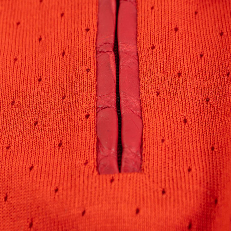 Hettabretz - Crocodile Insert Zipp Pull Cashmere & Silk Polo Red - T-Shirt | Outlet & Sale