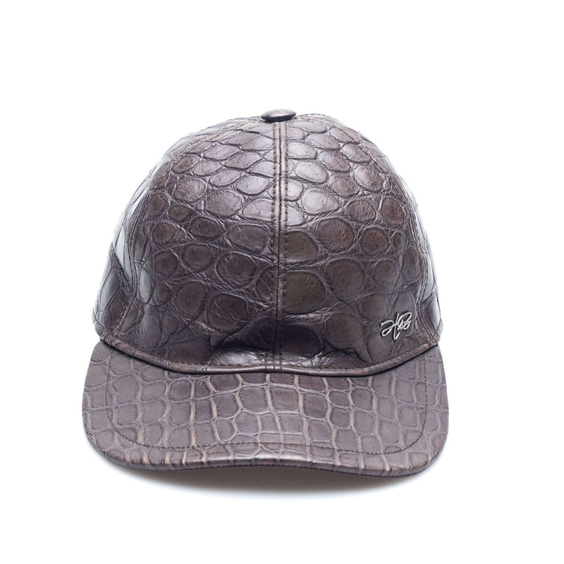 Hettabretz - Crocodile Luxury Cap with Logo - Dark Brown - Hat | Outlet & Sale