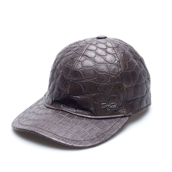 Hettabretz - Crocodile Luxury Cap with Logo - Dark Brown - Hat | Outlet & Sale