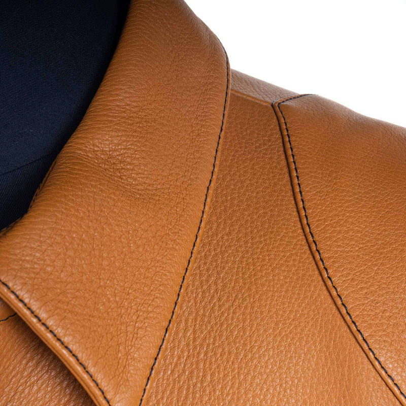 Hettabretz - Deerleather Biker-Coat with Contrast Stich - Jacket | Outlet & Sale