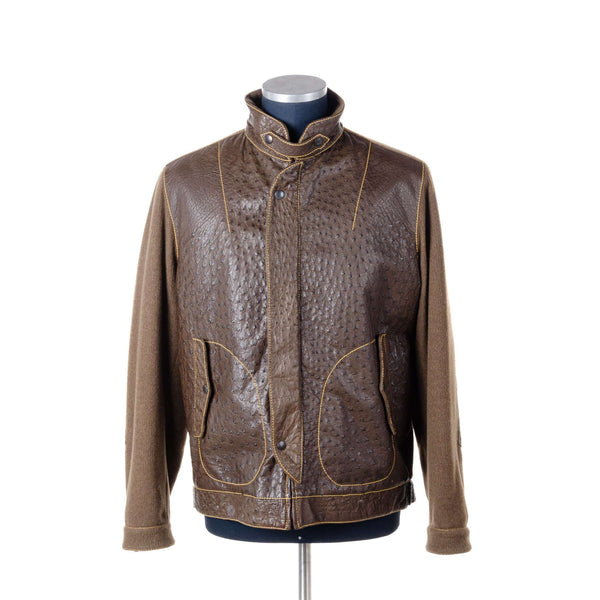 Hettabretz - Full Quill Ostrich and Cashmere Bomber Jacket - Jacket | Outlet & Sale