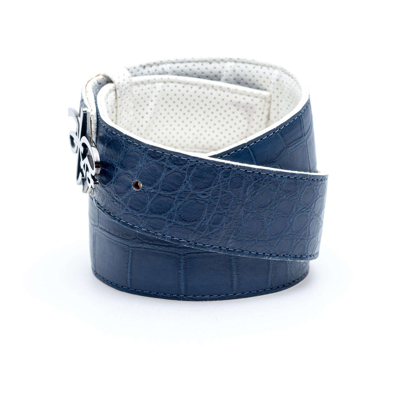 Hettabretz - Hettabretz Logo Blue Alligator Wide Belt - Belt | Outlet & Sale