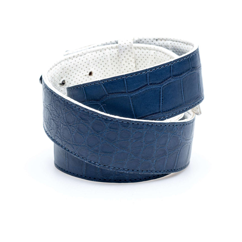 Hettabretz - Hettabretz Logo Blue Alligator Wide Belt - Belt | Outlet & Sale