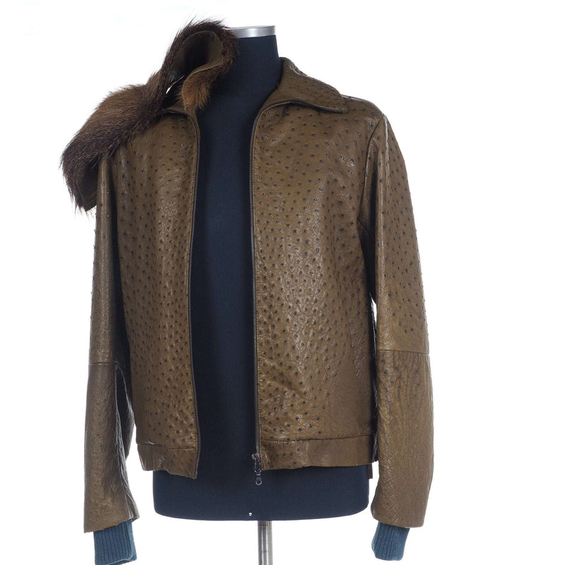 Hettabretz - Ostrich Biker Jacket Beaver Collar - Jacket | Outlet & Sale