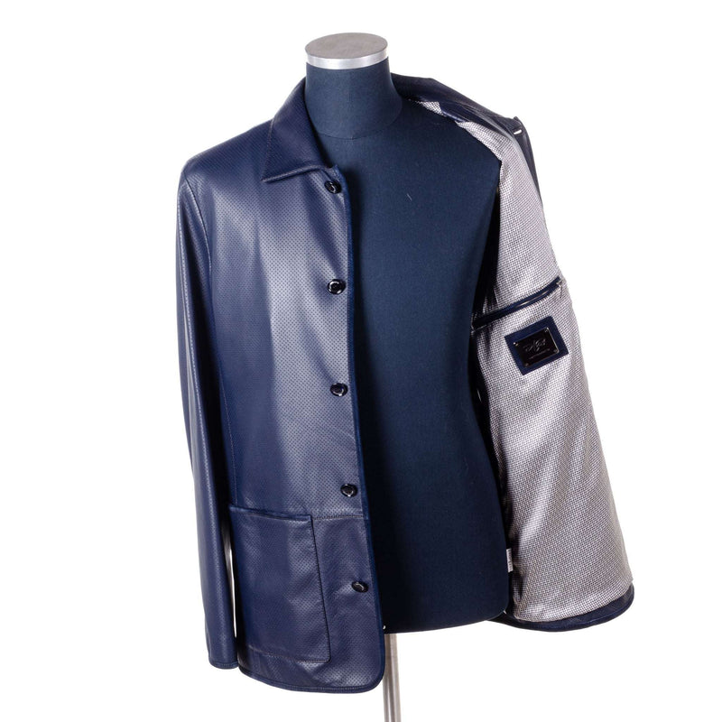 Hettabretz - Perforated Lambskin Coat with Calfskin trim - Jacket | Outlet & Sale