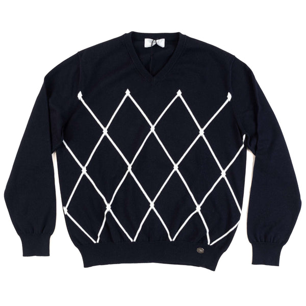 Hettabretz - Pima Cotton Sweater Black/White Cross - Sweater | Outlet & Sale