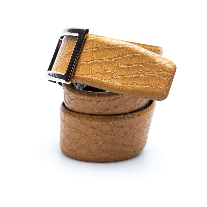 Hettabretz - Rectangular Logo Yellow Alligator Belt - Belt | Outlet & Sale