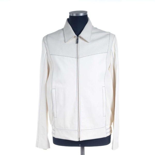 Hettabretz - Silk and perforated Lambskin Blouson - Symmetrical Contrast Stitch - Jacket | Outlet & Sale