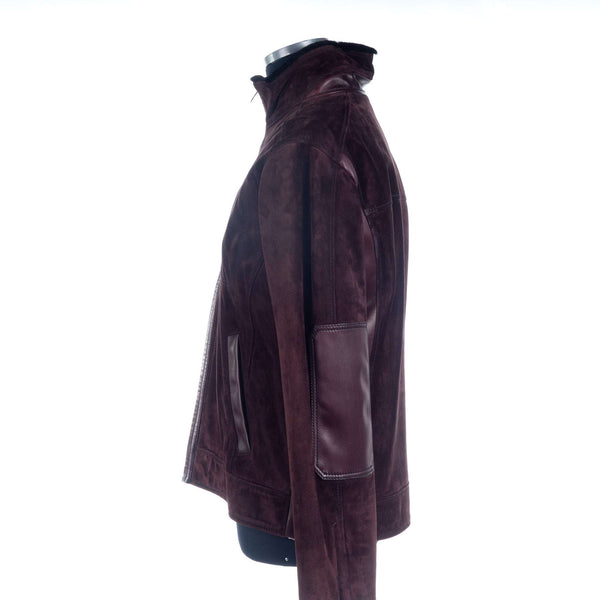 Hettabretz - Suede Calf & Lamb Leather Blouson with Mink trim - Jacket | Outlet & Sale