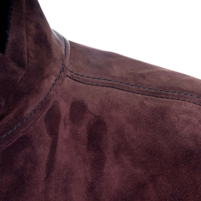 Hettabretz - Suede Calf & Lamb Leather Blouson with Mink trim - Jacket | Outlet & Sale