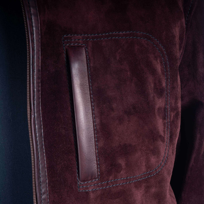 Hettabretz - Suede Calf & Lamb Leather Blouson with Mink trim - Jacket | Outlet & Sale