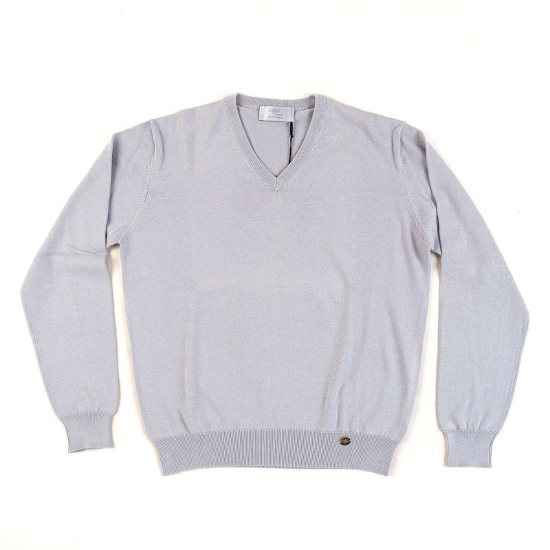 Hettabretz - Thick Pima Cotton V-Neck Sweater - Sweater | Outlet & Sale