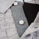 Hettabretz - Two Button Crocodile Insert Cashmere & Silk Polo Grey - T-Shirt | Outlet & Sale